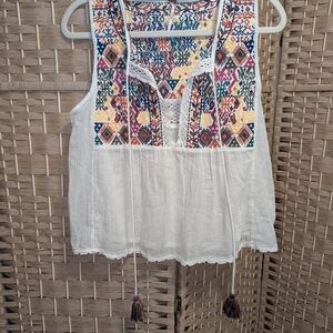 Free People Embroidered Multicolor Top